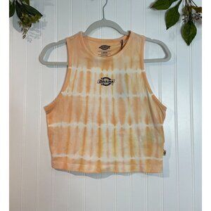 Dickies Womens Tie-Dye Cropped Tank Top Large Orange/White
